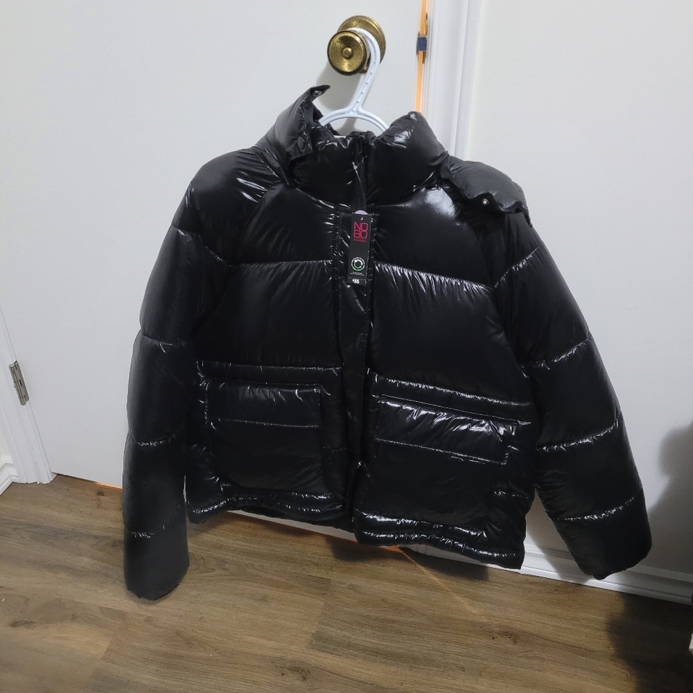 NO BOUNDARIES PUFFER JACKET WOMEN'S XL SHINY BLACK NEW